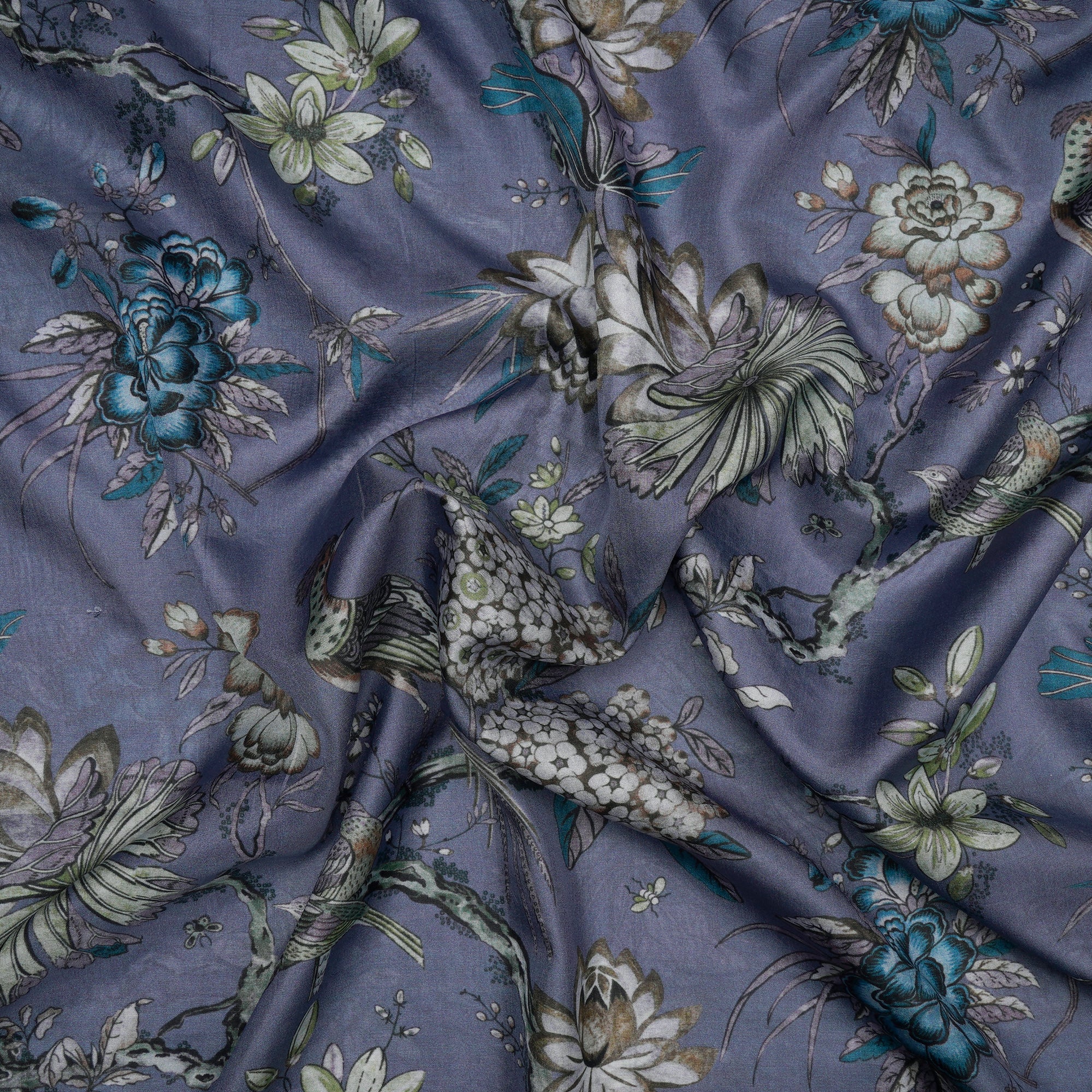 Baby Eventide Floral Pattern Digital Print Pure Silk Fabric