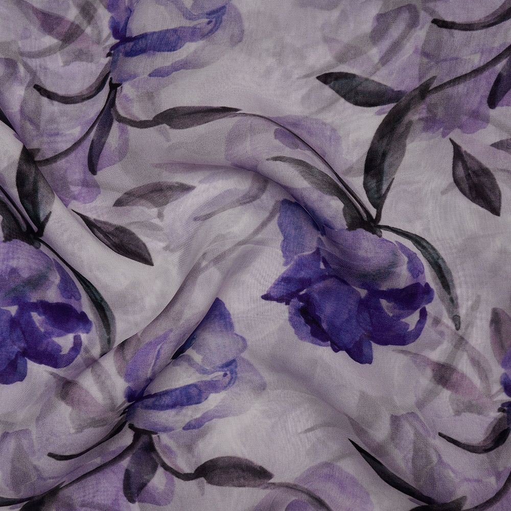 Lavender Digital Printed Viscose Organza Fabric