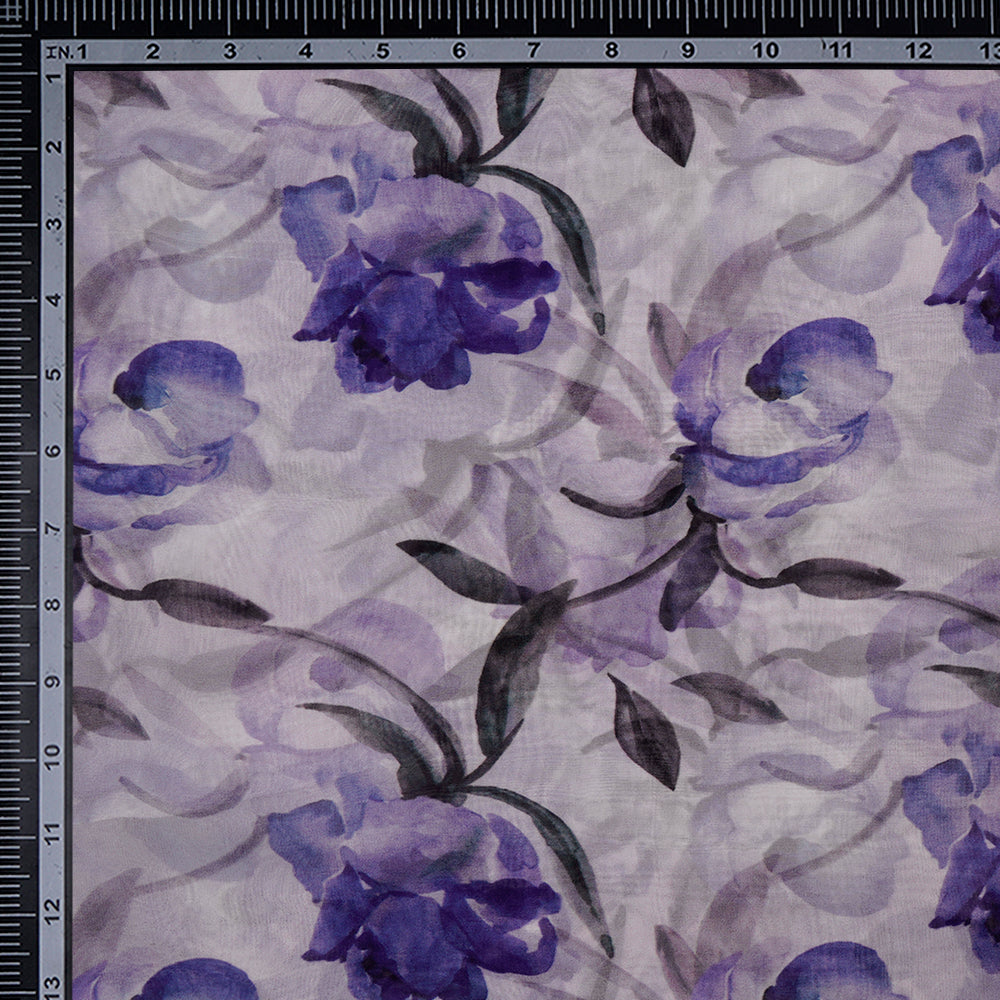 Lavender Digital Printed Viscose Organza Fabric