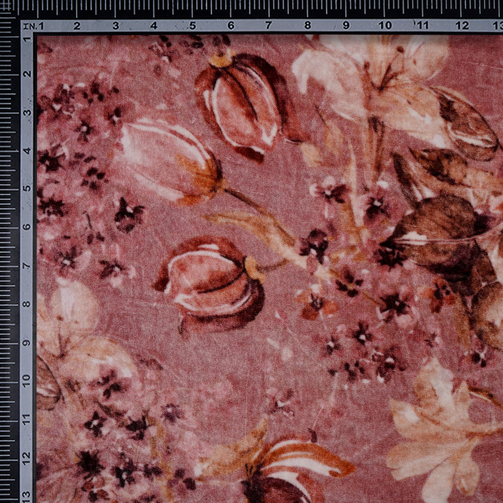 Salmon Color Digital Printed Silk Velvet Fabric