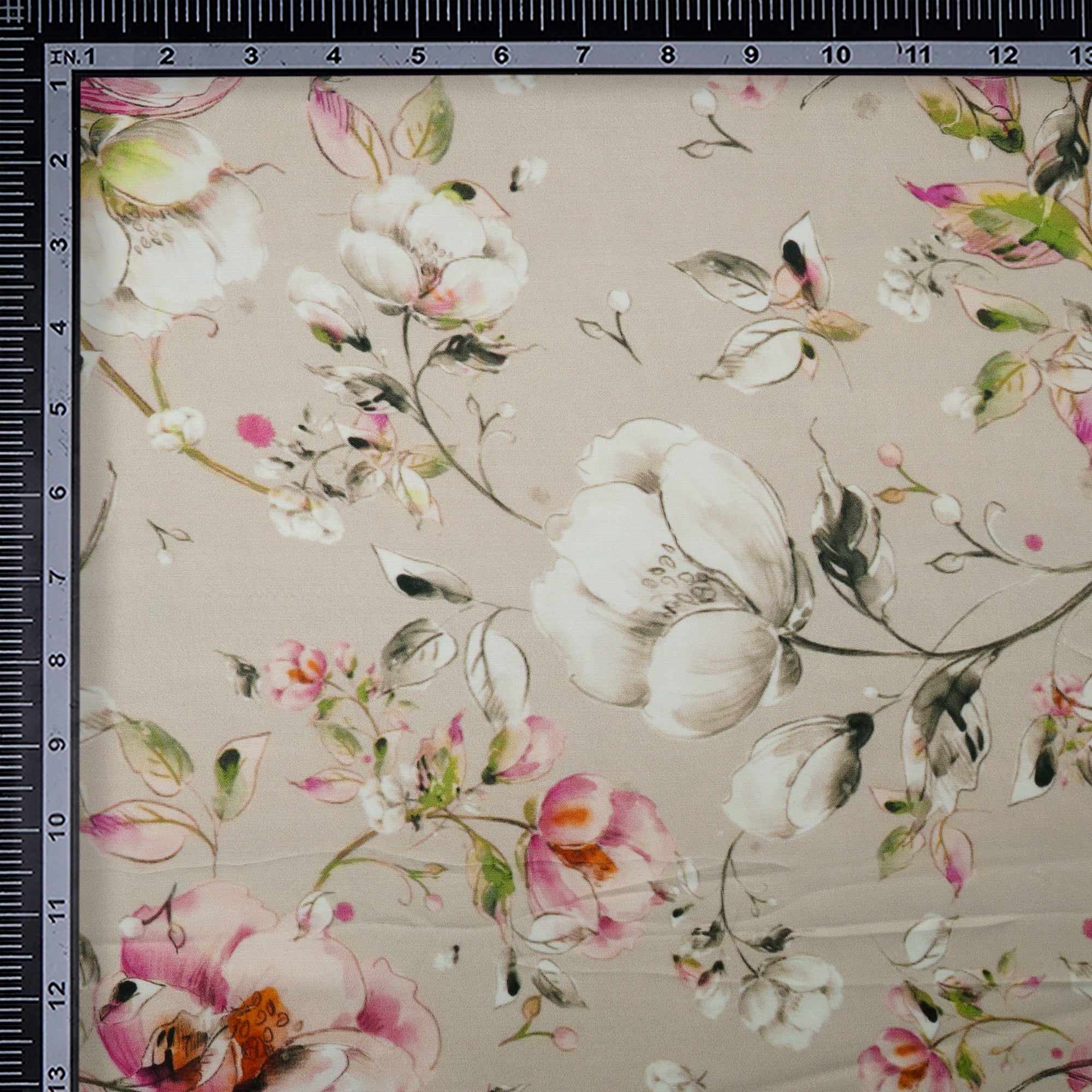 Vanilla Color Digital Printed Modal Satin Fabric