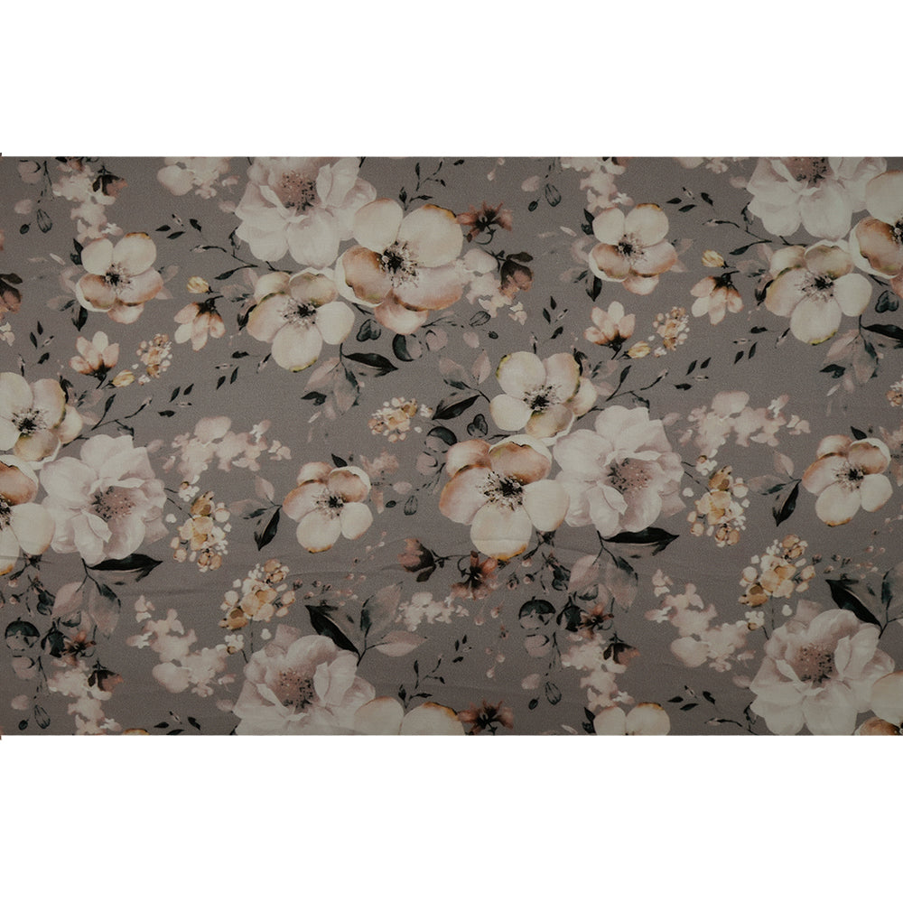 Grey Color Digital Printed Modal Satin Fabric