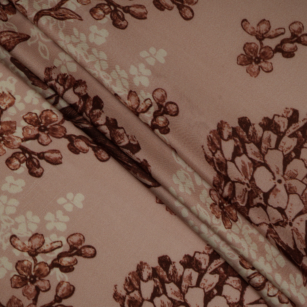 Cavern Pink Color Digital Printed Modal Satin Fabric