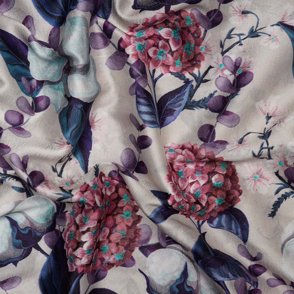 Multi Color Digital Printed Dupion Silk Fabric