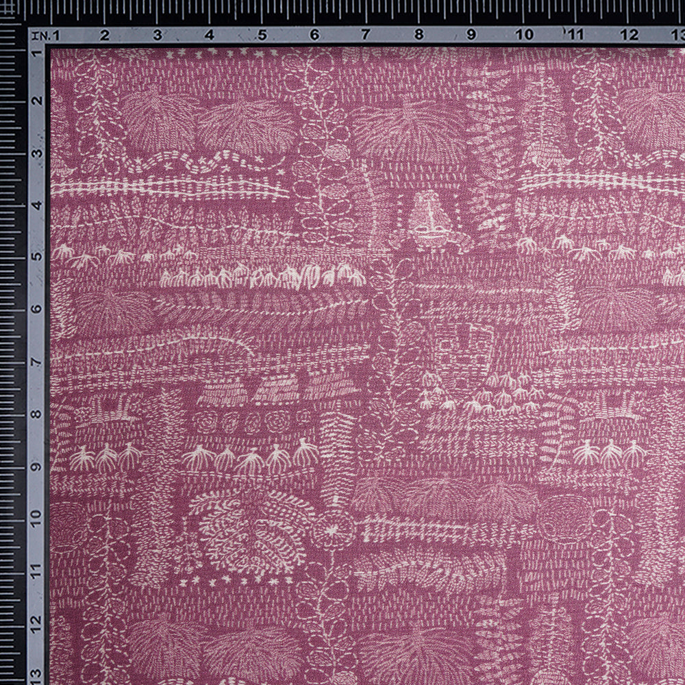 Bashful Pink Color Digital Printed Viscose Nylon Fabric