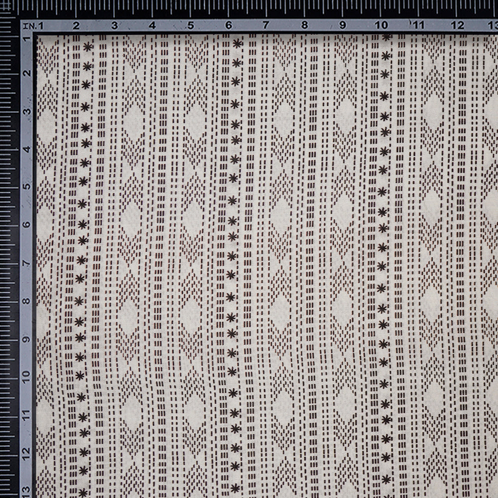 White-Black Color Digital Printed Pure Chanderi Fabric