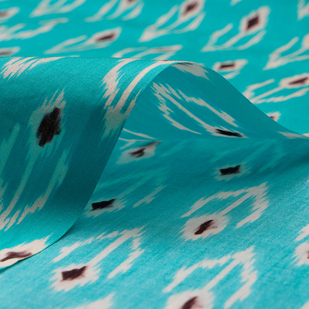 Blue Color Digital Printed Cotton Lawn Fabric