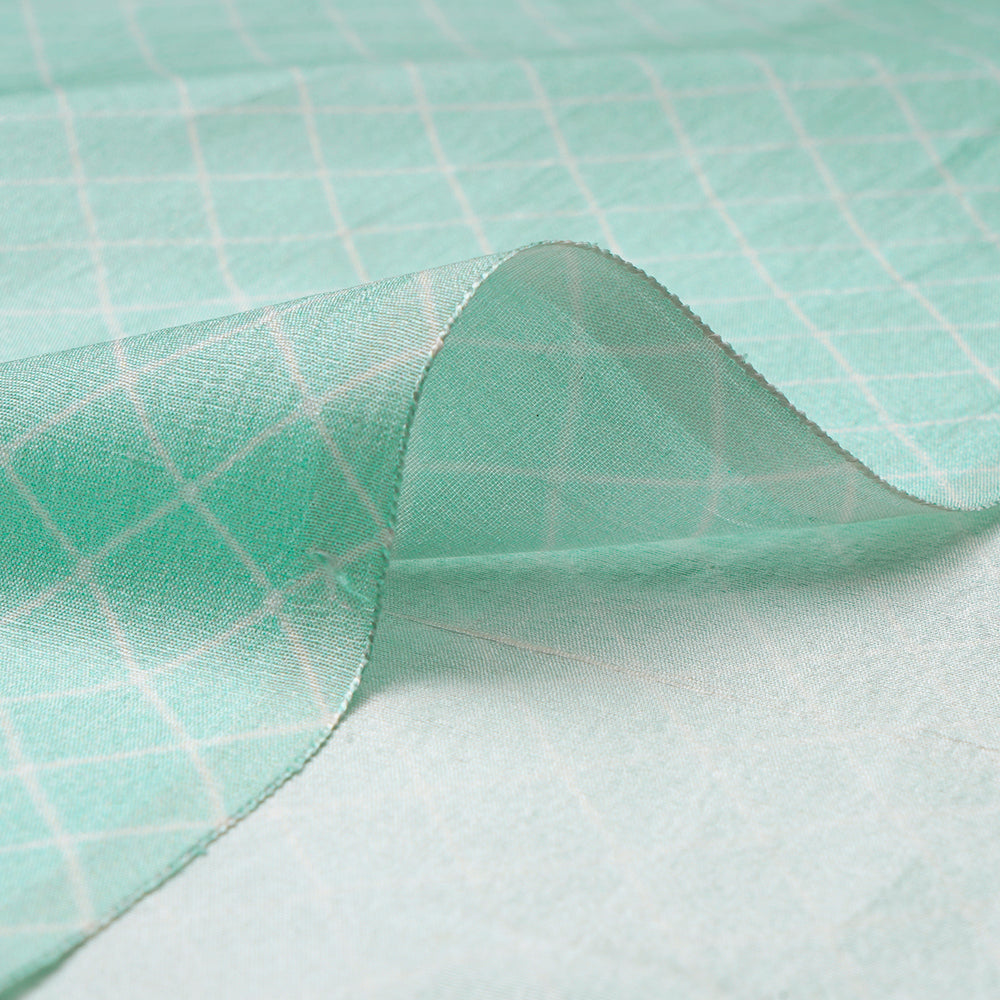 Blue Color Digital Printed Dupion Silk Fabric