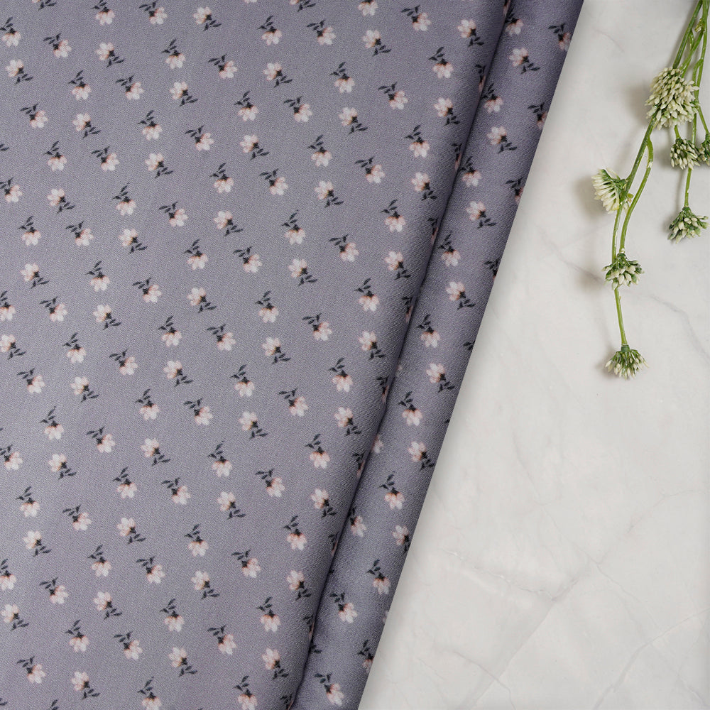 Grey Color Digital Printed Bemberg Modal Satin Fabric