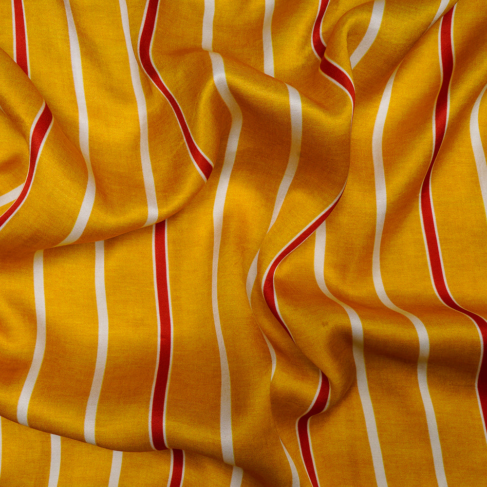 Mustard Color Digital Printed Bemberg Modal Satin Fabric
