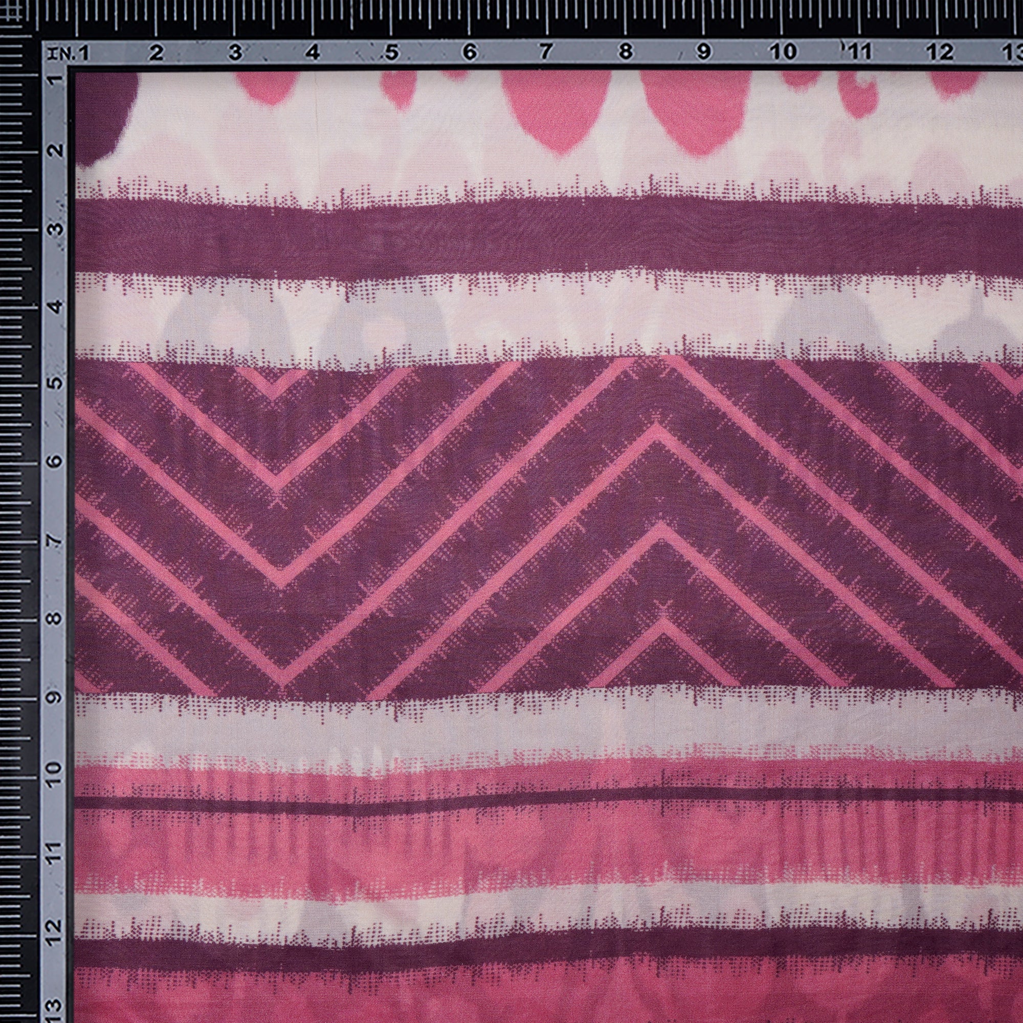 Light Pink Abstract Pattern Digital Print Pure Silk Fabric