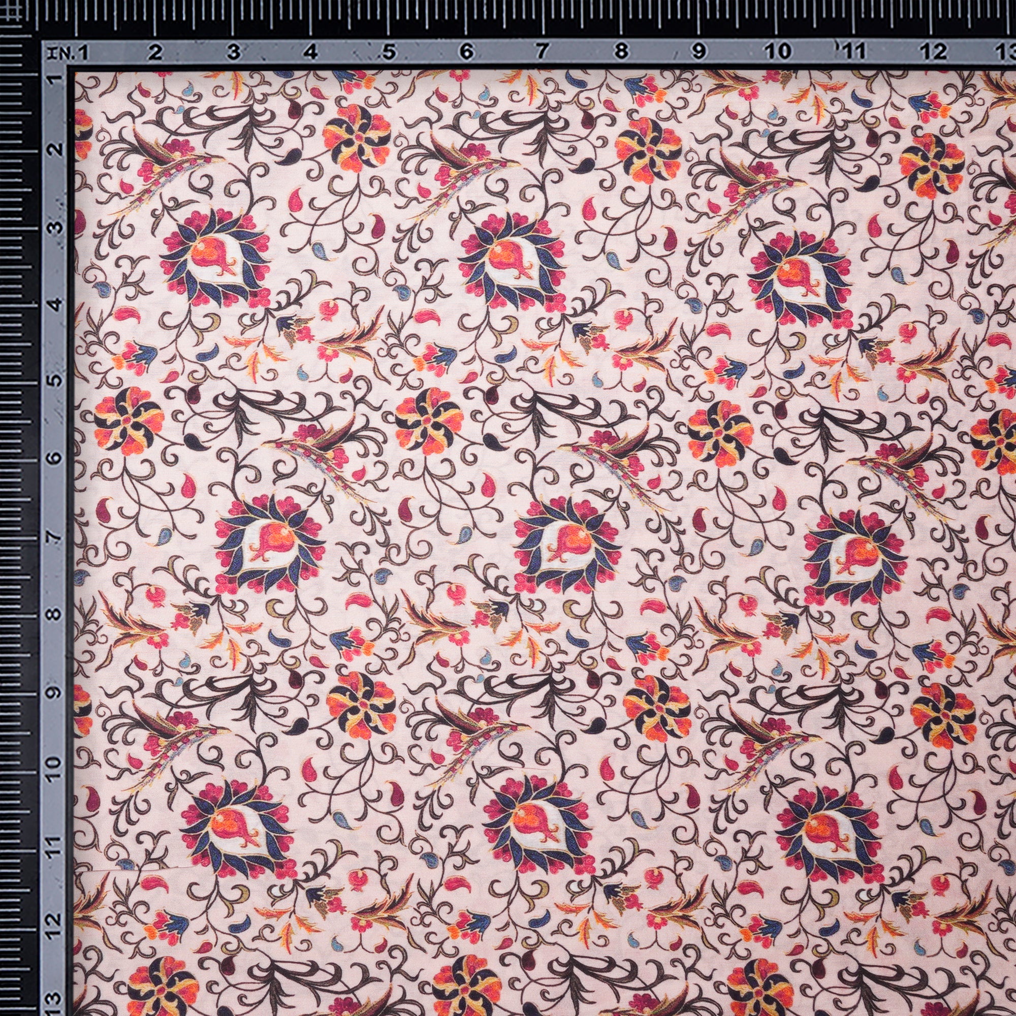 Multi Color Floral Pattern Digital Printed Bemberg Muslin Fabric