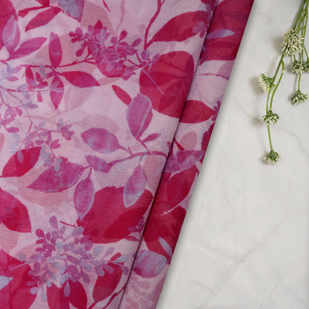 Pink Floral Pattern Digital Printed Chiffon Silk Fabric