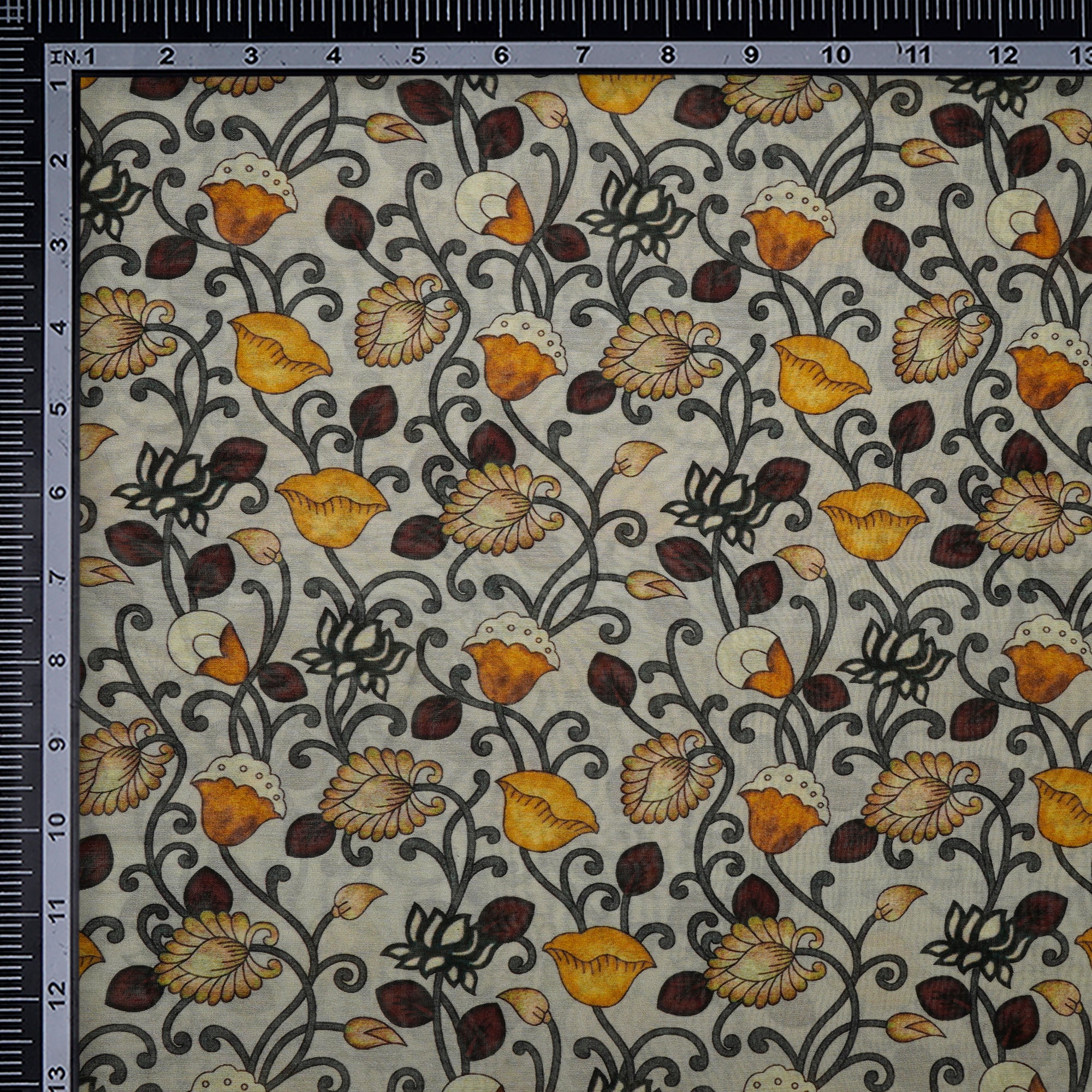 Multi Color Kalamkari Pattern Digital Printed Pure Chanderi Fabric
