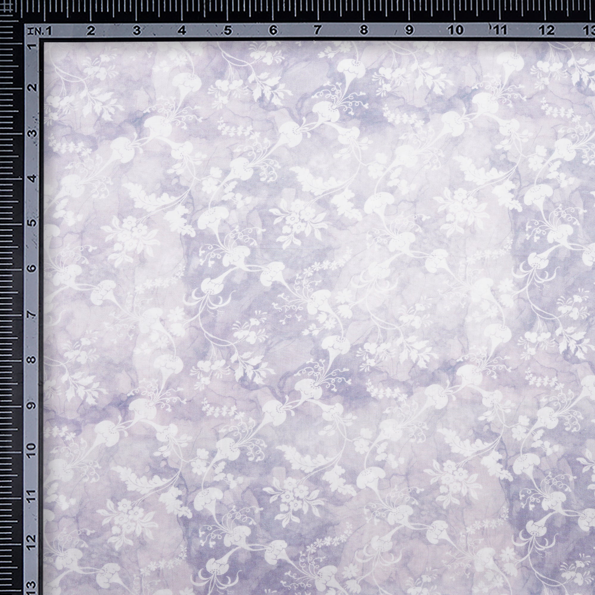 White-Grey Floral Pattern Digital Printed Modal Fabric