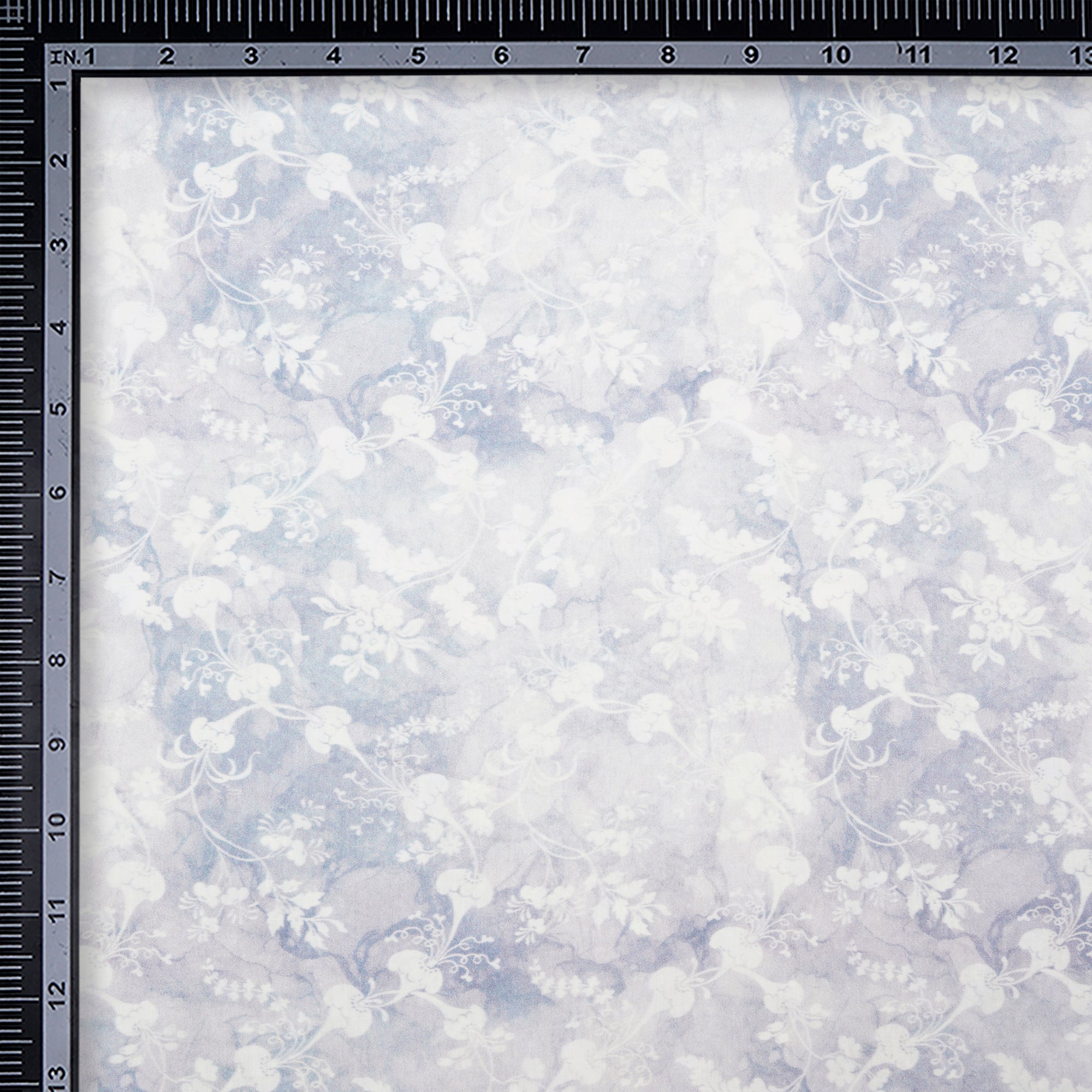 Grey-White Floral Pattern Digital Printed Modal Fabric