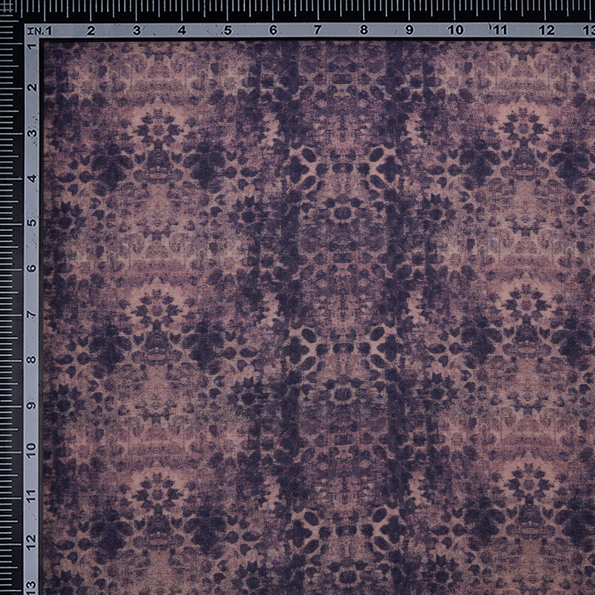 Purple Abstract Pattern Digital Print Pure Chanderi Fabric