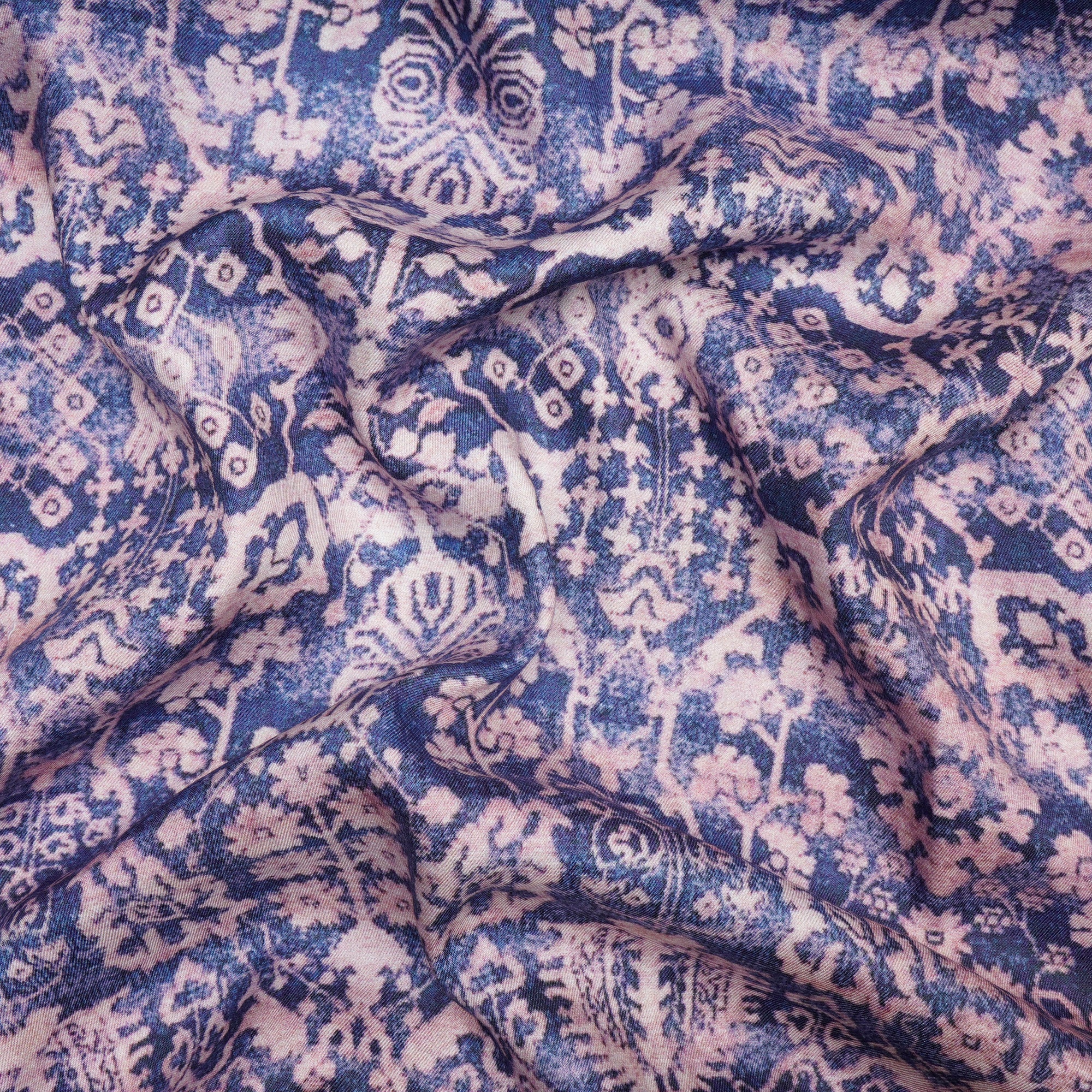 Blue-Pink All Over Pattern Digital Printed Tencel Modal Twill Fabric