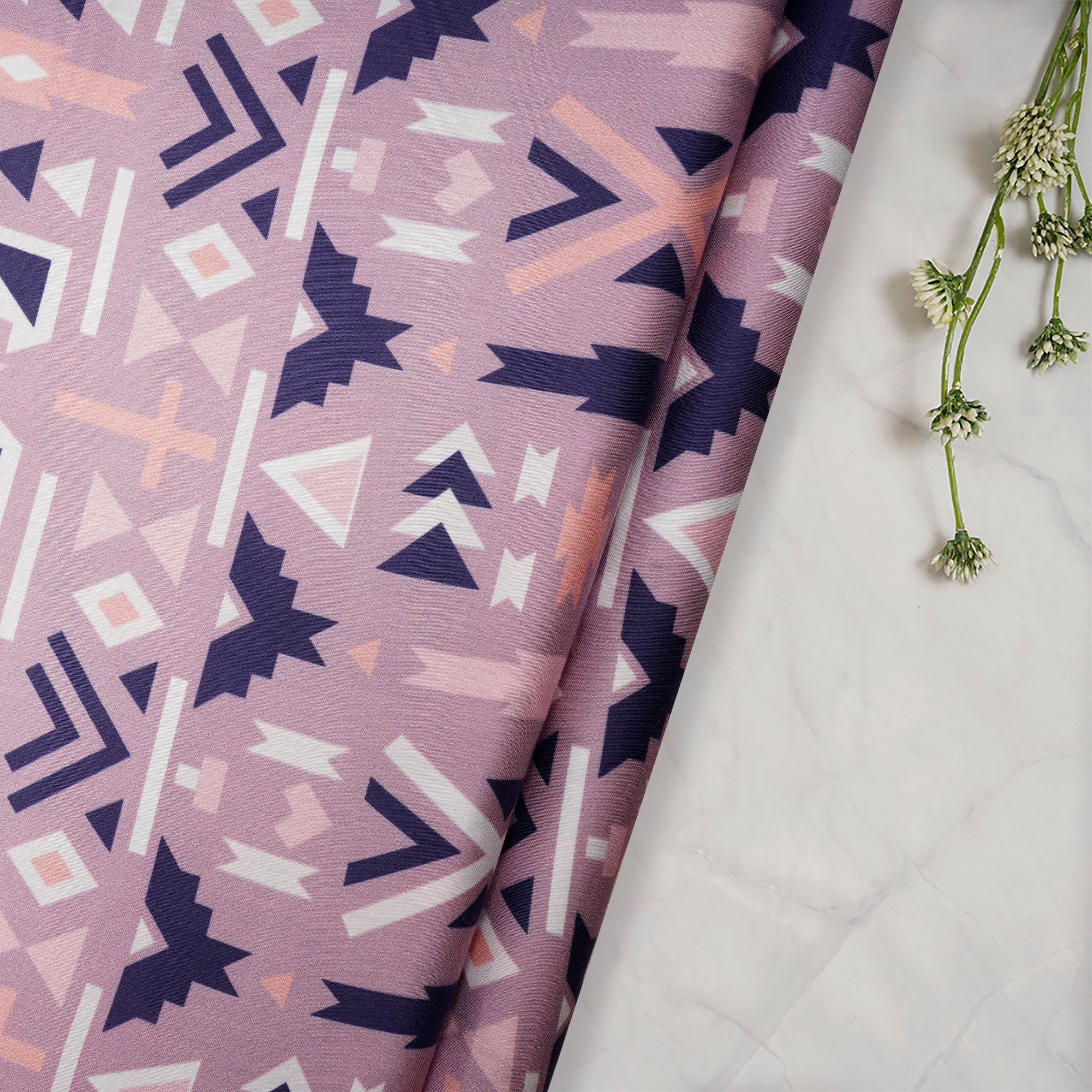 Lavender Geometric Pattern Digital Pattern Maple Silk Fabric