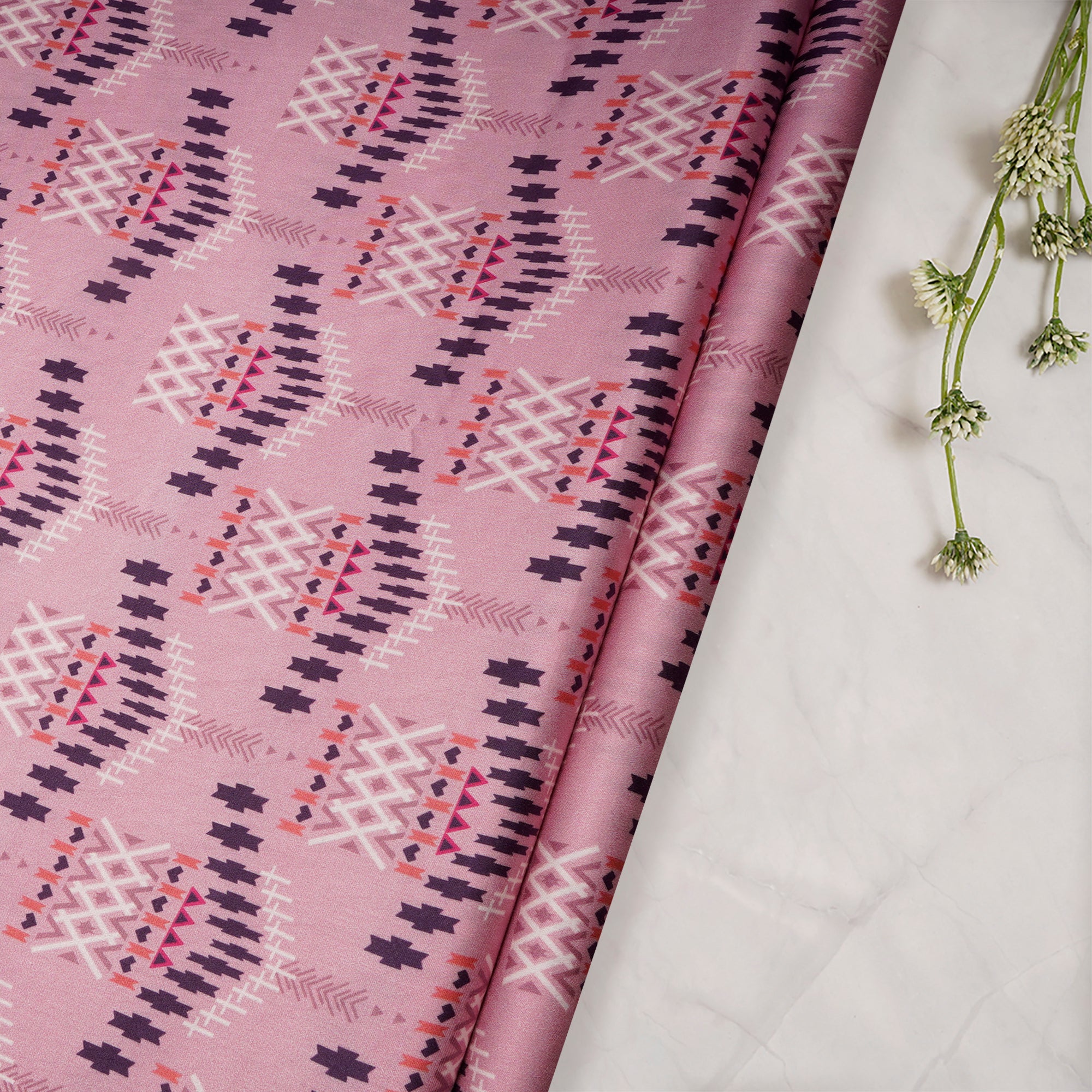 Ikat Pattern Digital Pattern Maple Silk Fabric