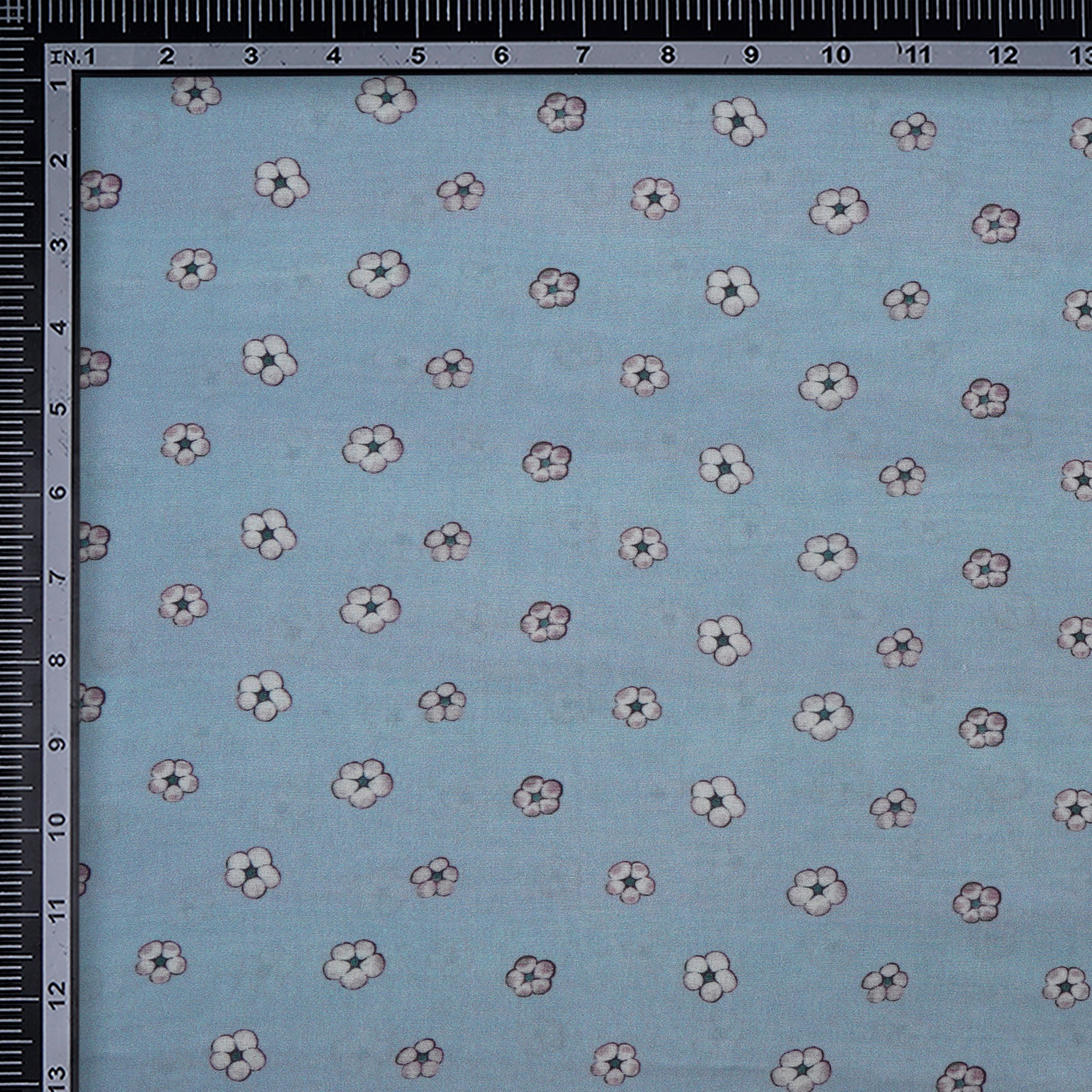 Blue Floral Pattern Digital Printed Modal Fabric
