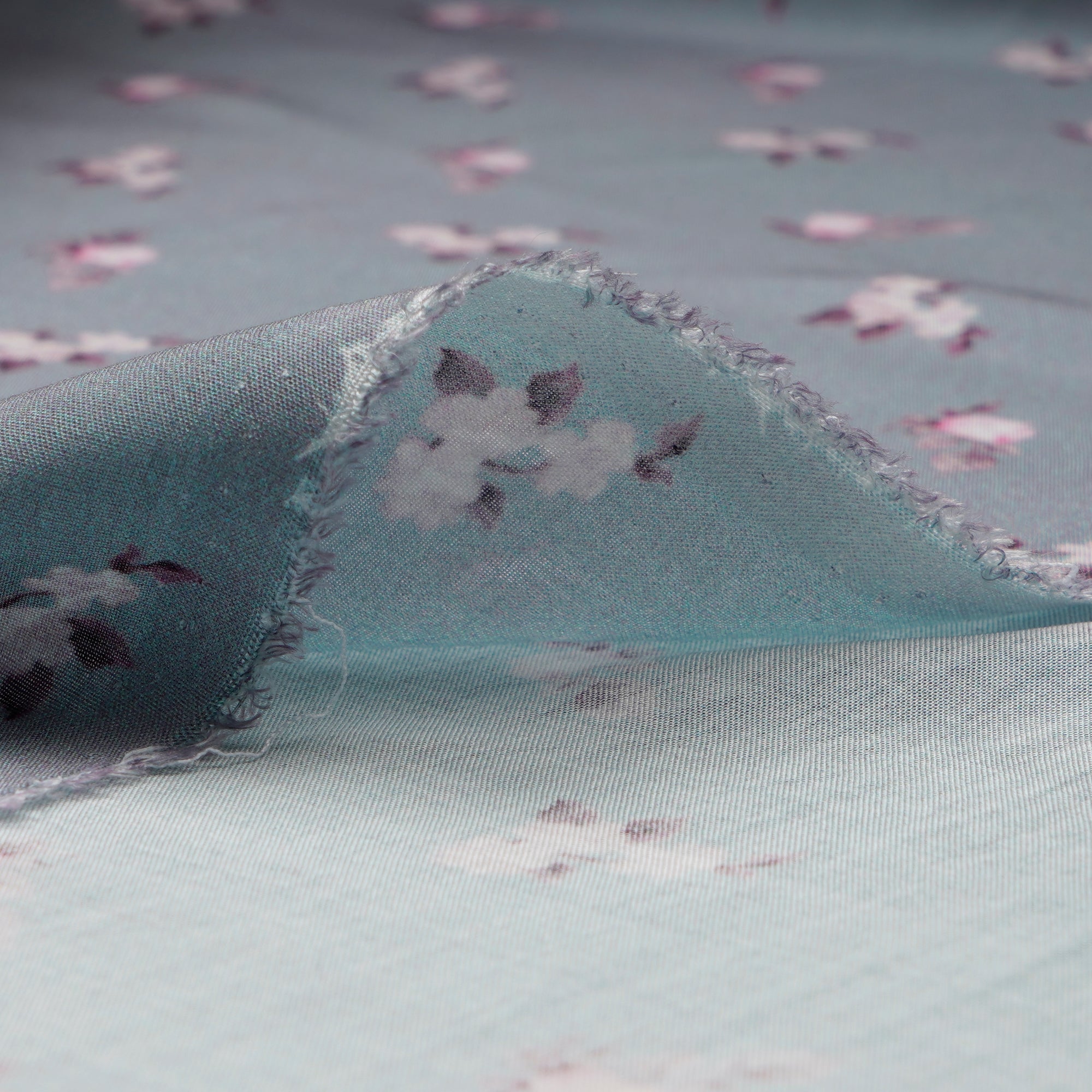Blue Floral Pattern Digital Printed Modal Fabric