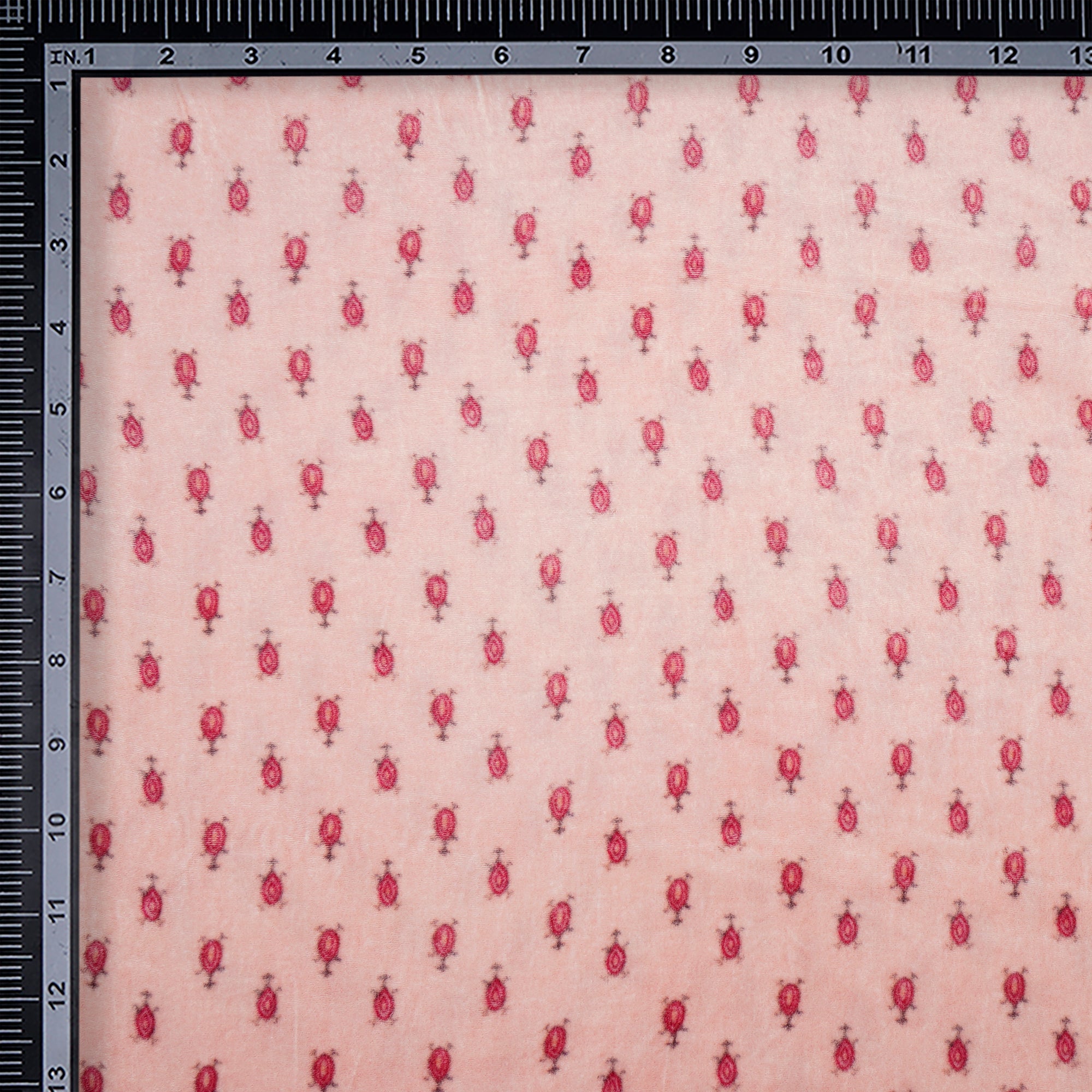 Peach All Over Pattern Digital Printed Silk Velvet Fabric