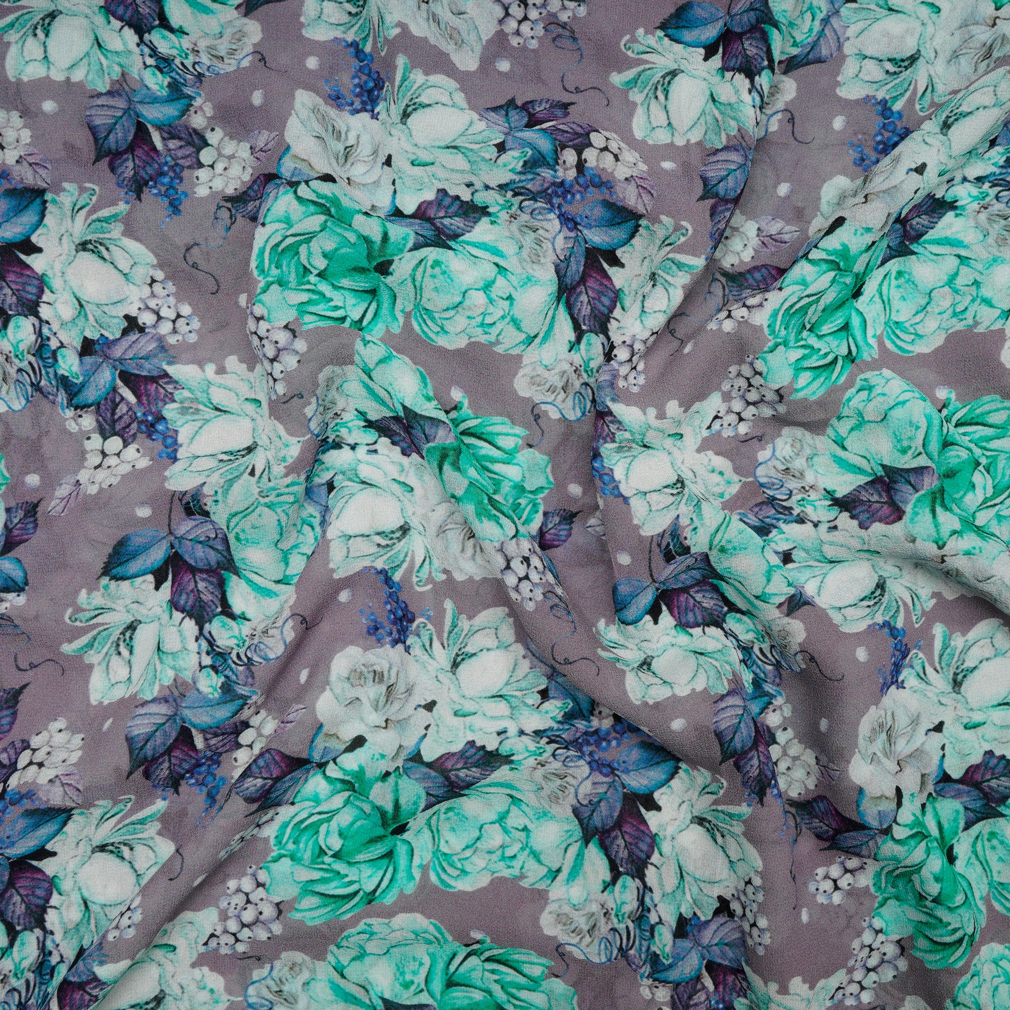 Violet Ice Floral Pattern Digital Printed Silk Georgette Fabric