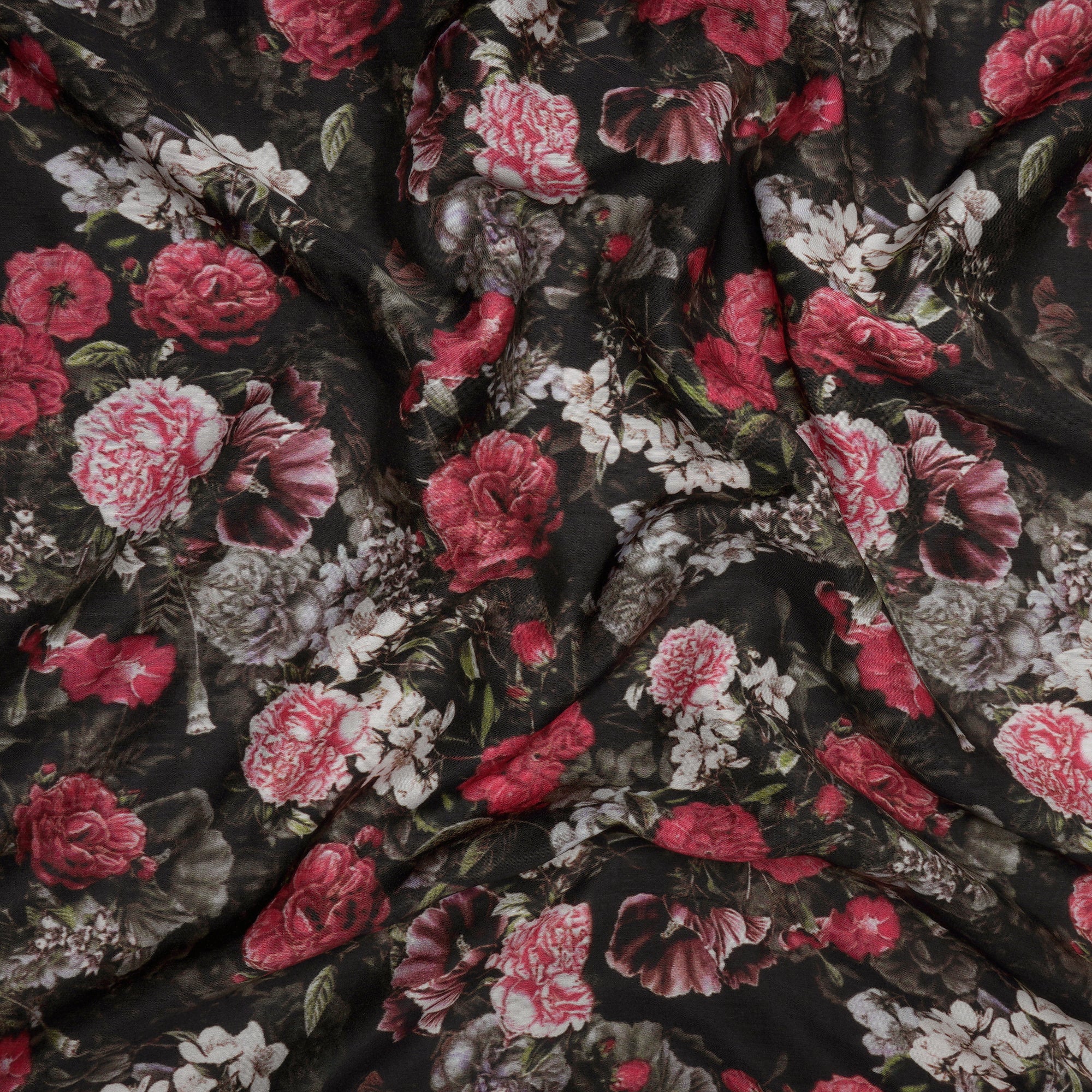 Multi Color Floral Pattern Digital Printed Bemberg Muslin Fabric