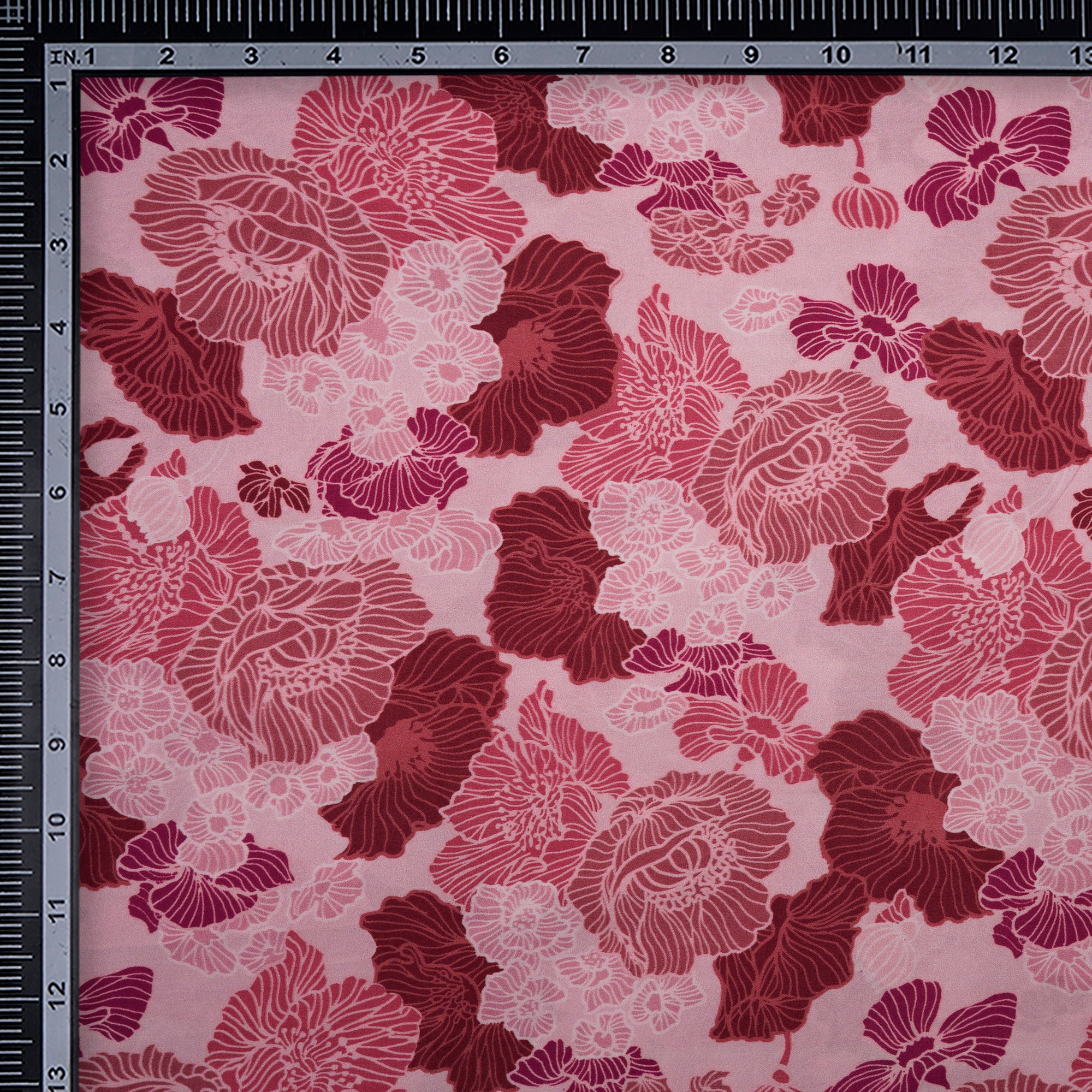 Pastel Pink Floral Pattern Digital Printed Bemberg Muslin Fabric