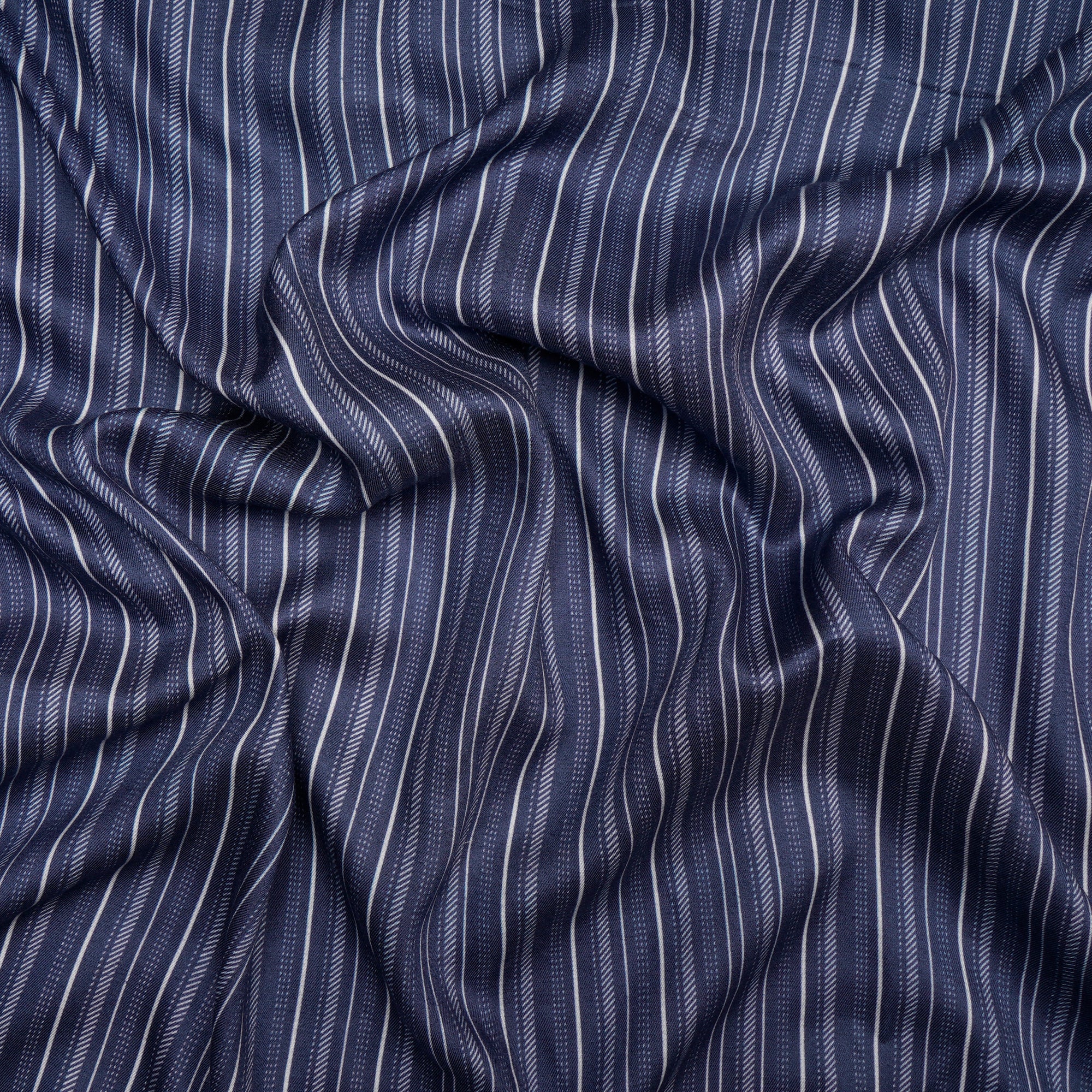 Blue Stripe Pattern Digital Pattern Maple Silk Fabric
