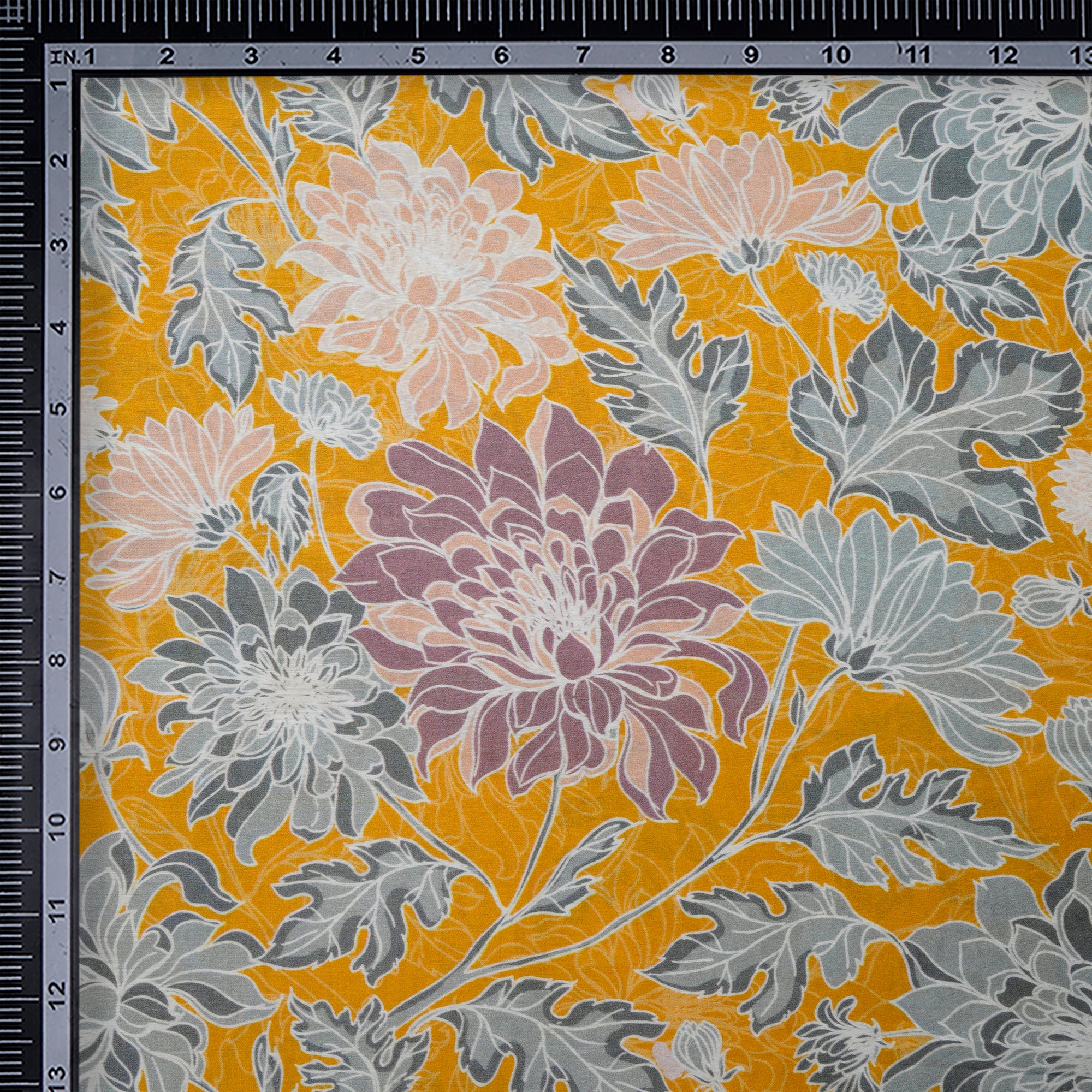 Symphonic Sunset Floral Pattern Digital Printed Bemberg Muslin Fabric