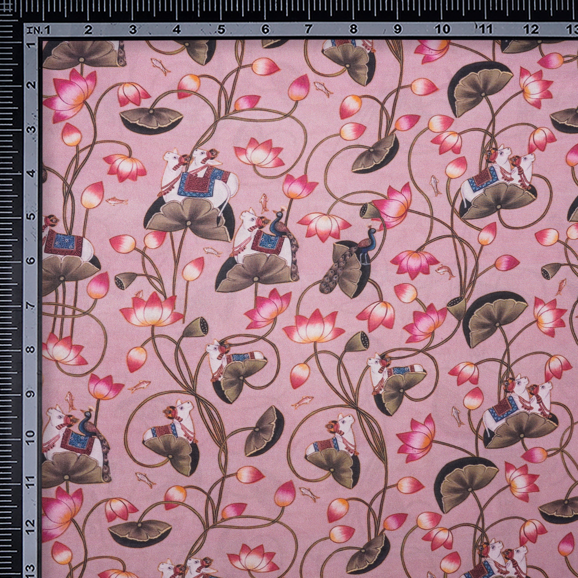 Mauve Shadows All Over Pattern Digital Printed Bemberg Muslin Fabric