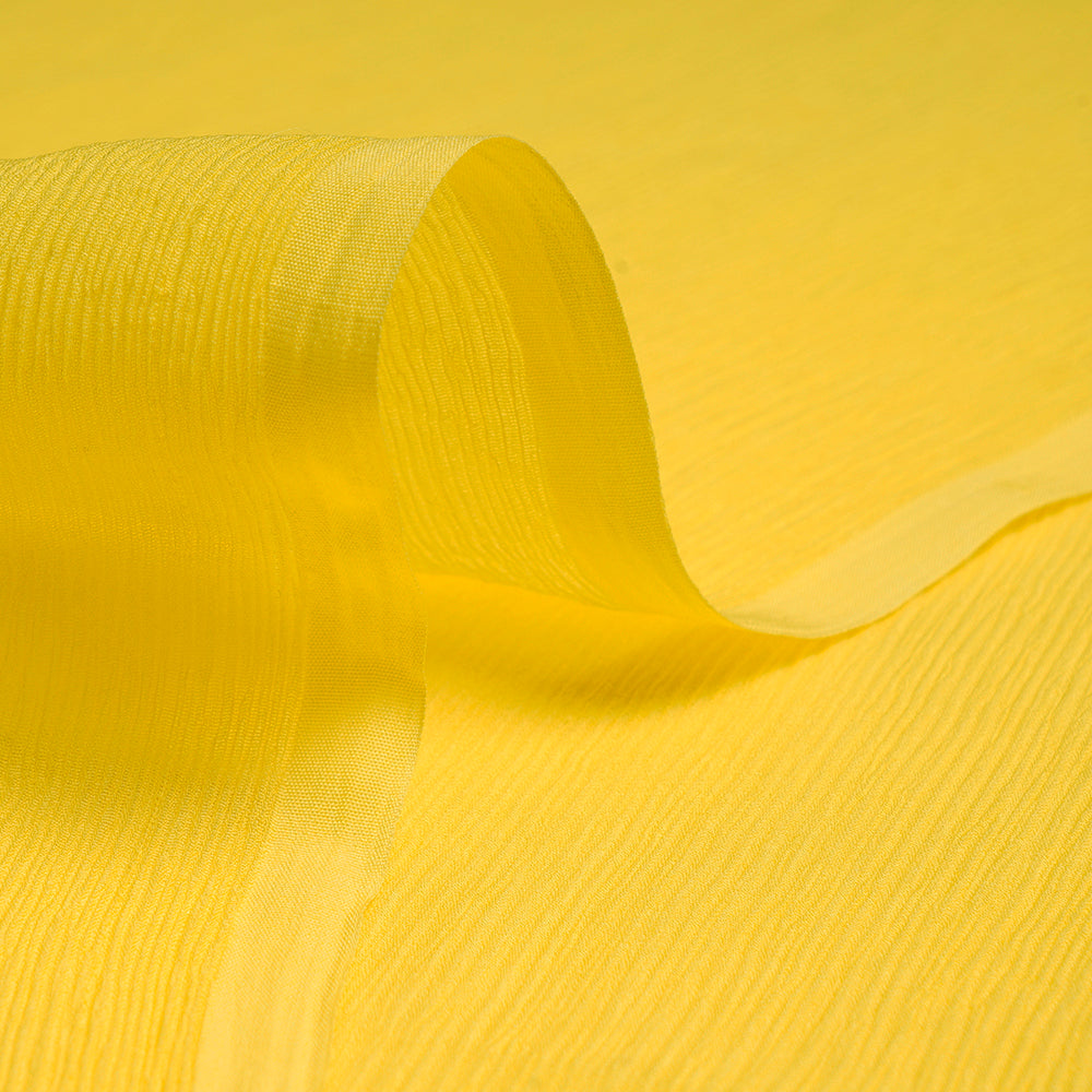 Bright Yellow Color Chiffon Silk Fabric