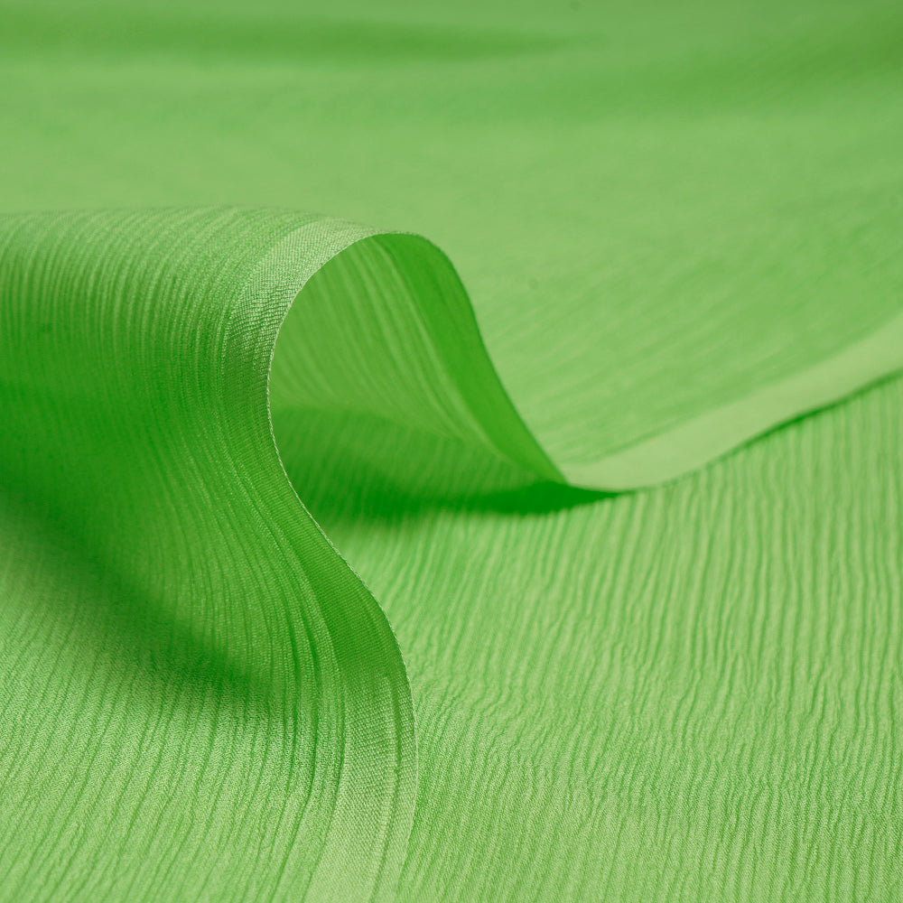 Parrot Green Color Chiffon Silk Fabric