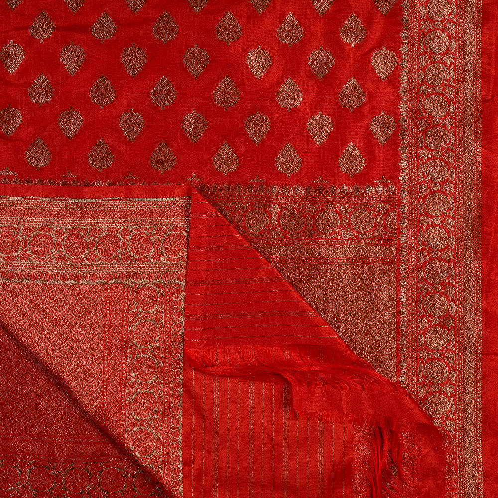 Red Color Handwoven Brocade Silk Dupatta