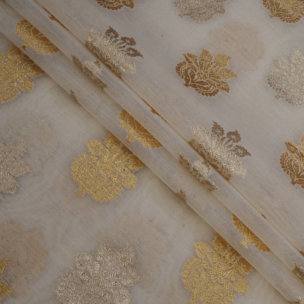 White Color Banarasi Cotton Fabric