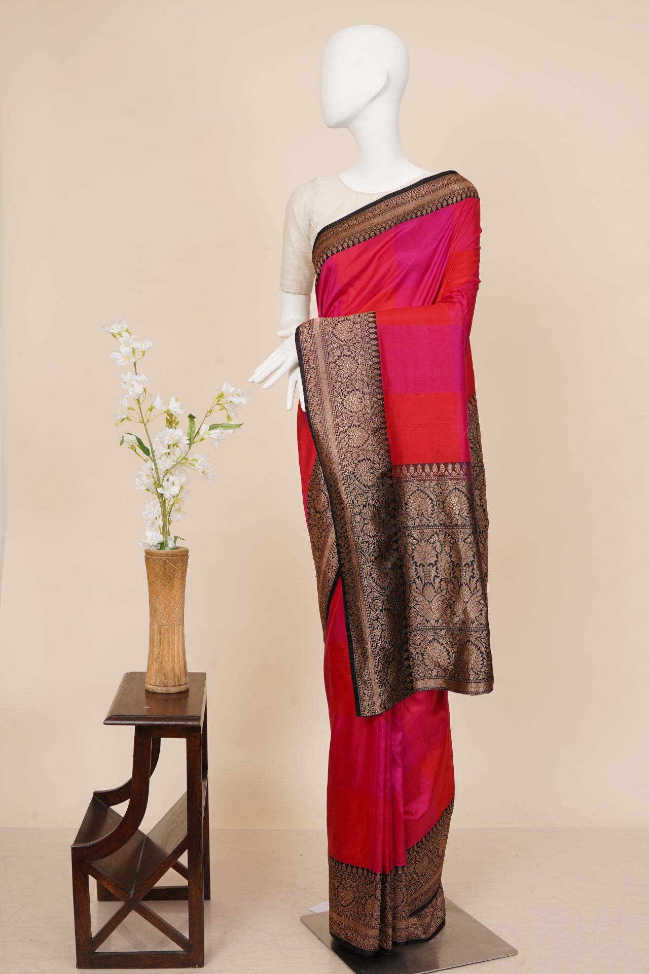 Multi Color Handwoven Brocade Silk Saree With Blouse Piece