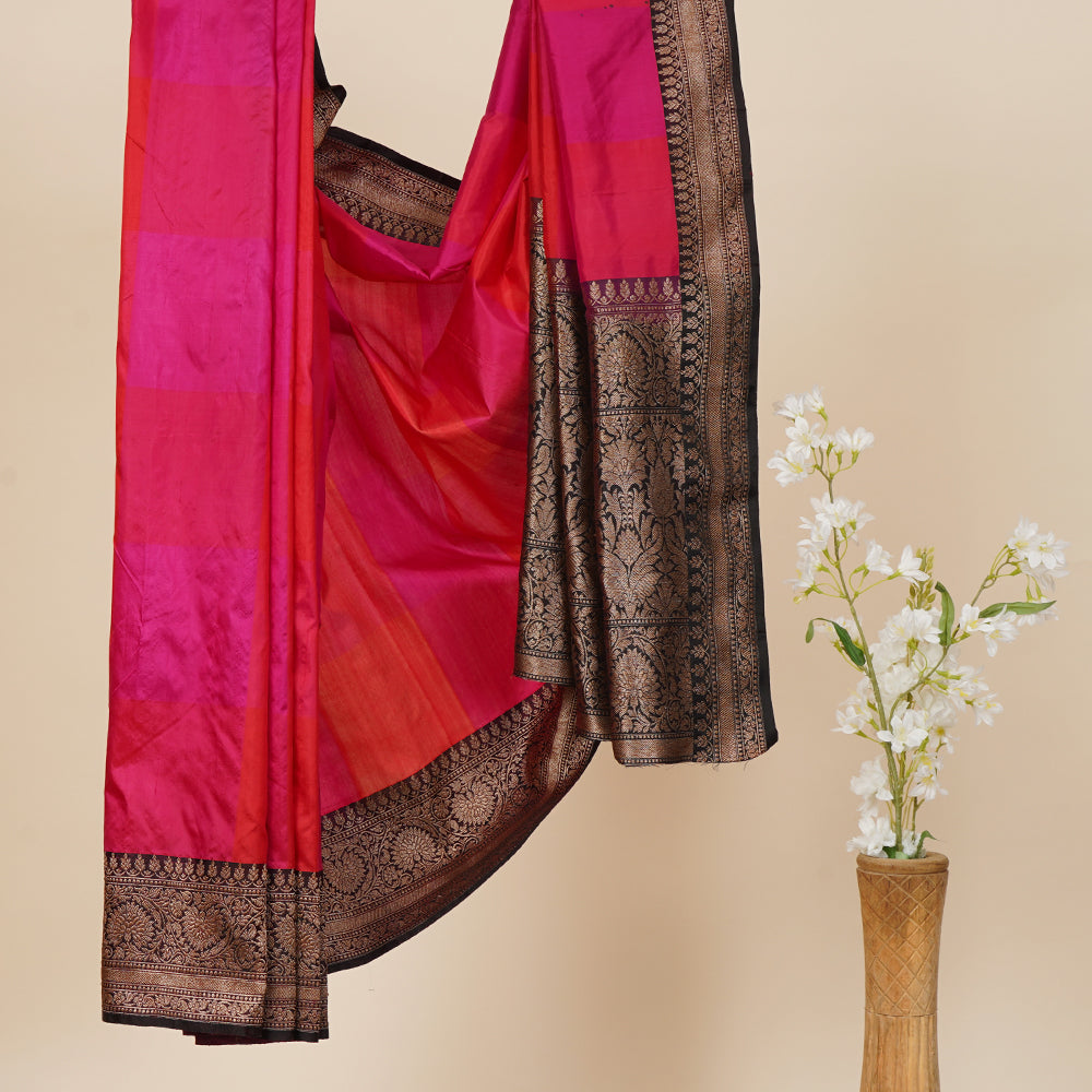 Multi Color Handwoven Brocade Silk Saree With Blouse Piece