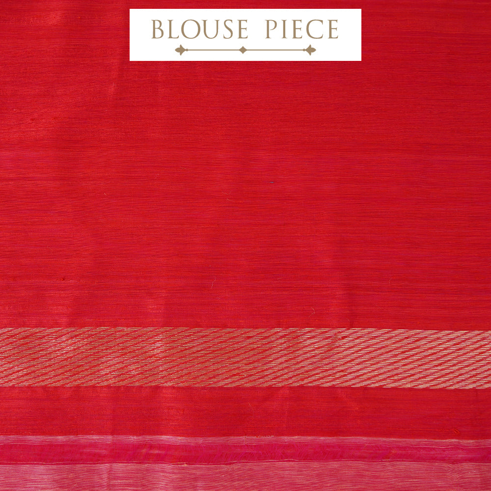 Orange Color Handwoven Zari Bordered Silk Saree With Blouse Piece