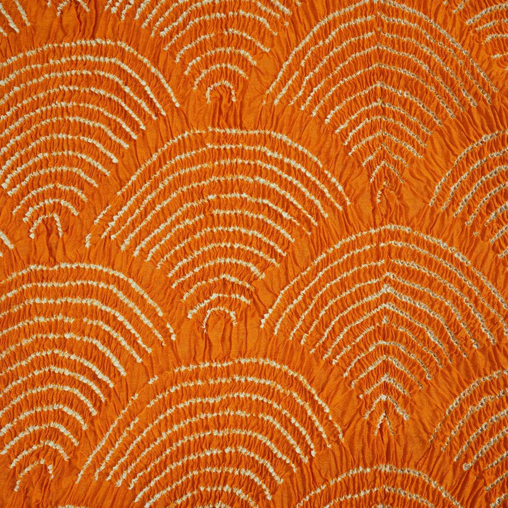 Apricot Orange Color Handcrafted Bandhani Tussar Muga Silk Dupatta