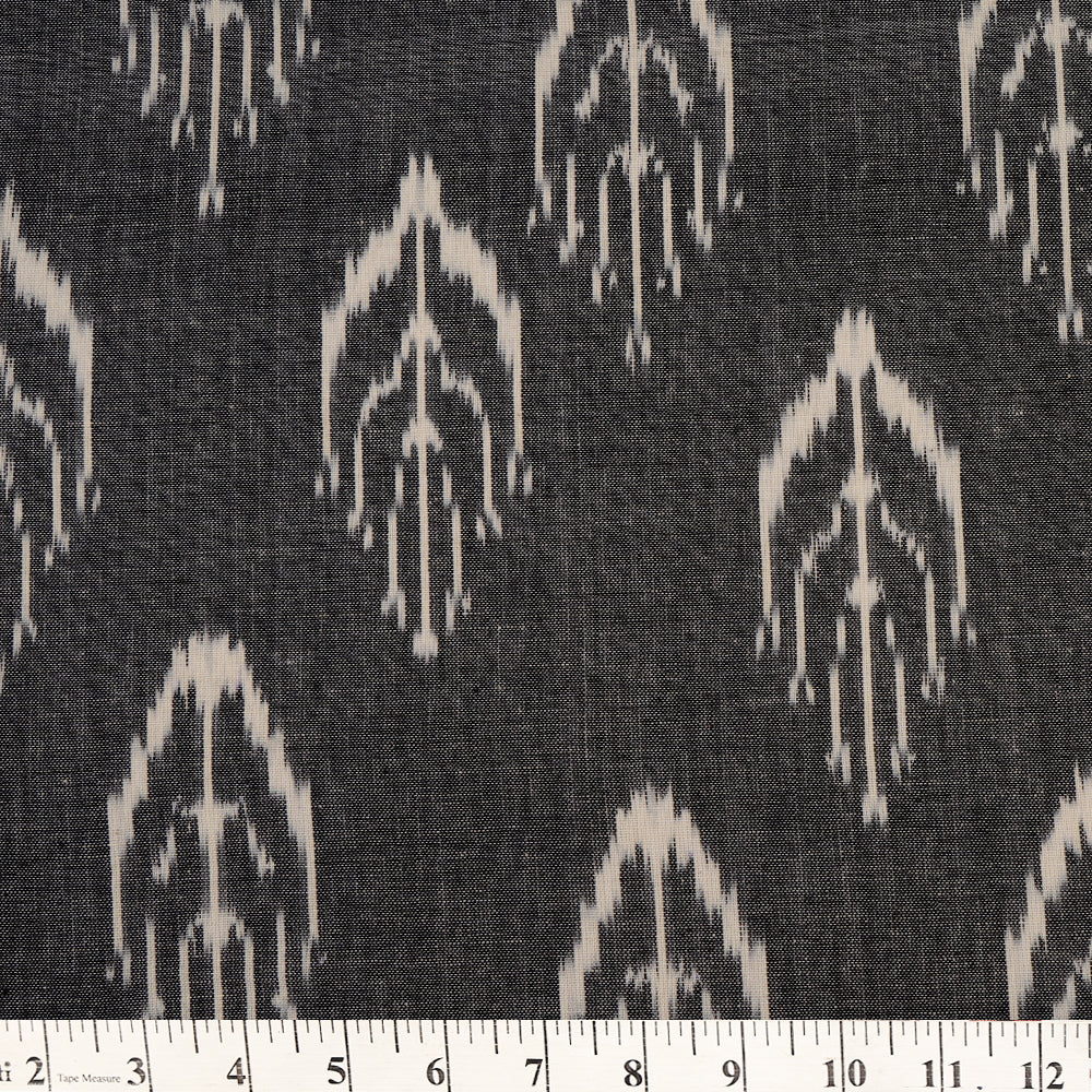 Charcoal Color Handwoven Pure Cotton Ikat Fabric