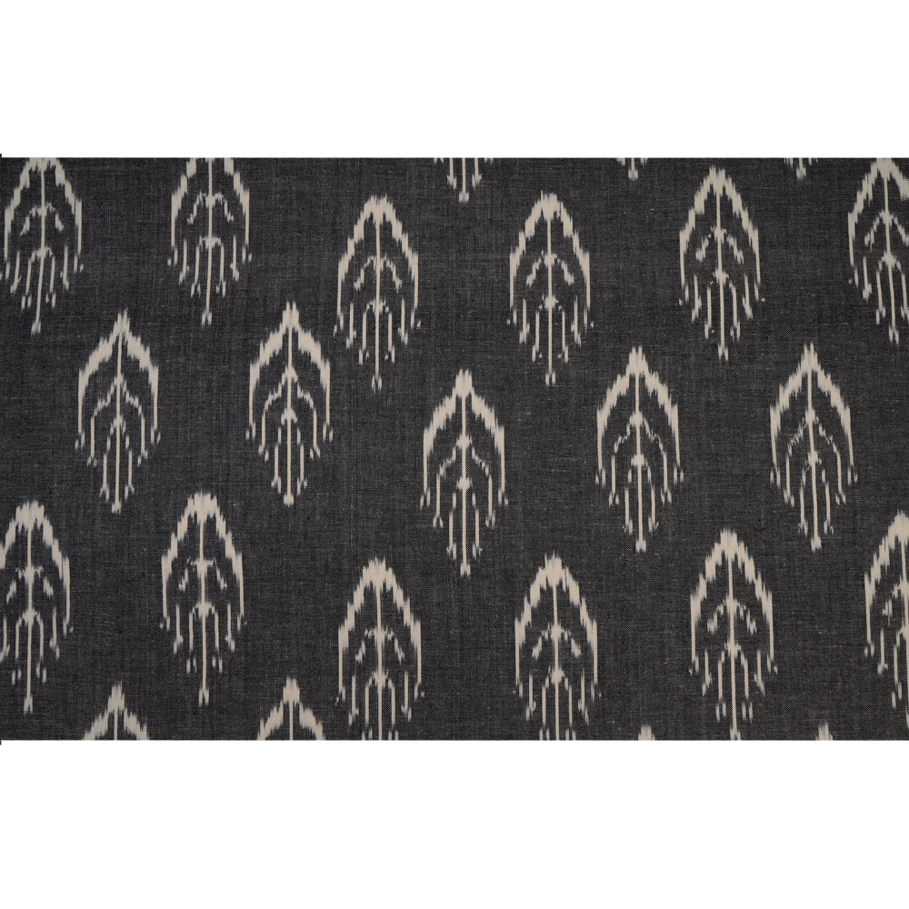 Charcoal Color Handwoven Pure Cotton Ikat Fabric