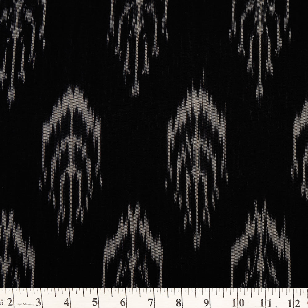 Black-White Color Handwoven Pure Cotton Ikat Fabric