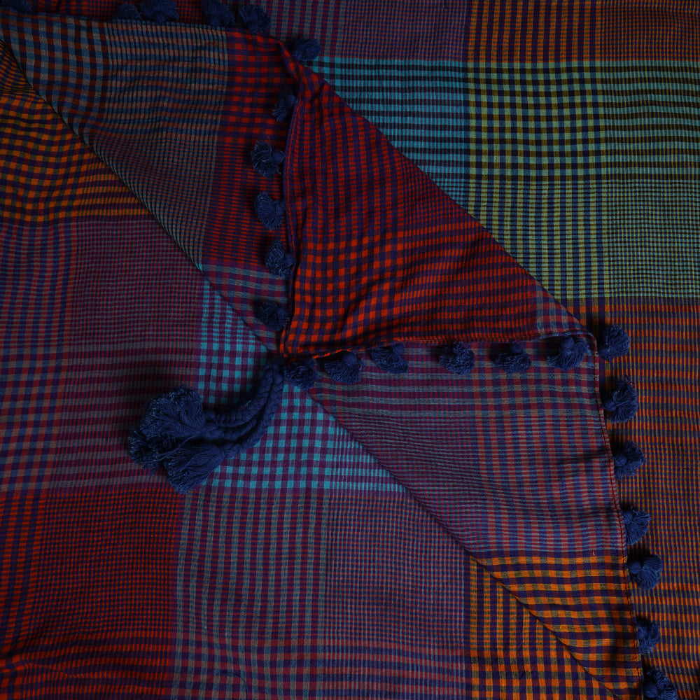 Multi Color Handwoven Cotton Silk Dupatta with Tassels